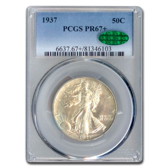 1937 Walking Liberty Half Dollar PR-67+ PCGS CAC 1937 Walking Liberty Half Dollar PR-67+ PCGS CAC